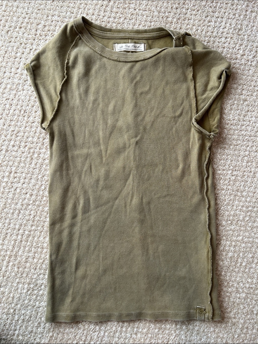 We The Free Olive Ribbed Crewneck Tee